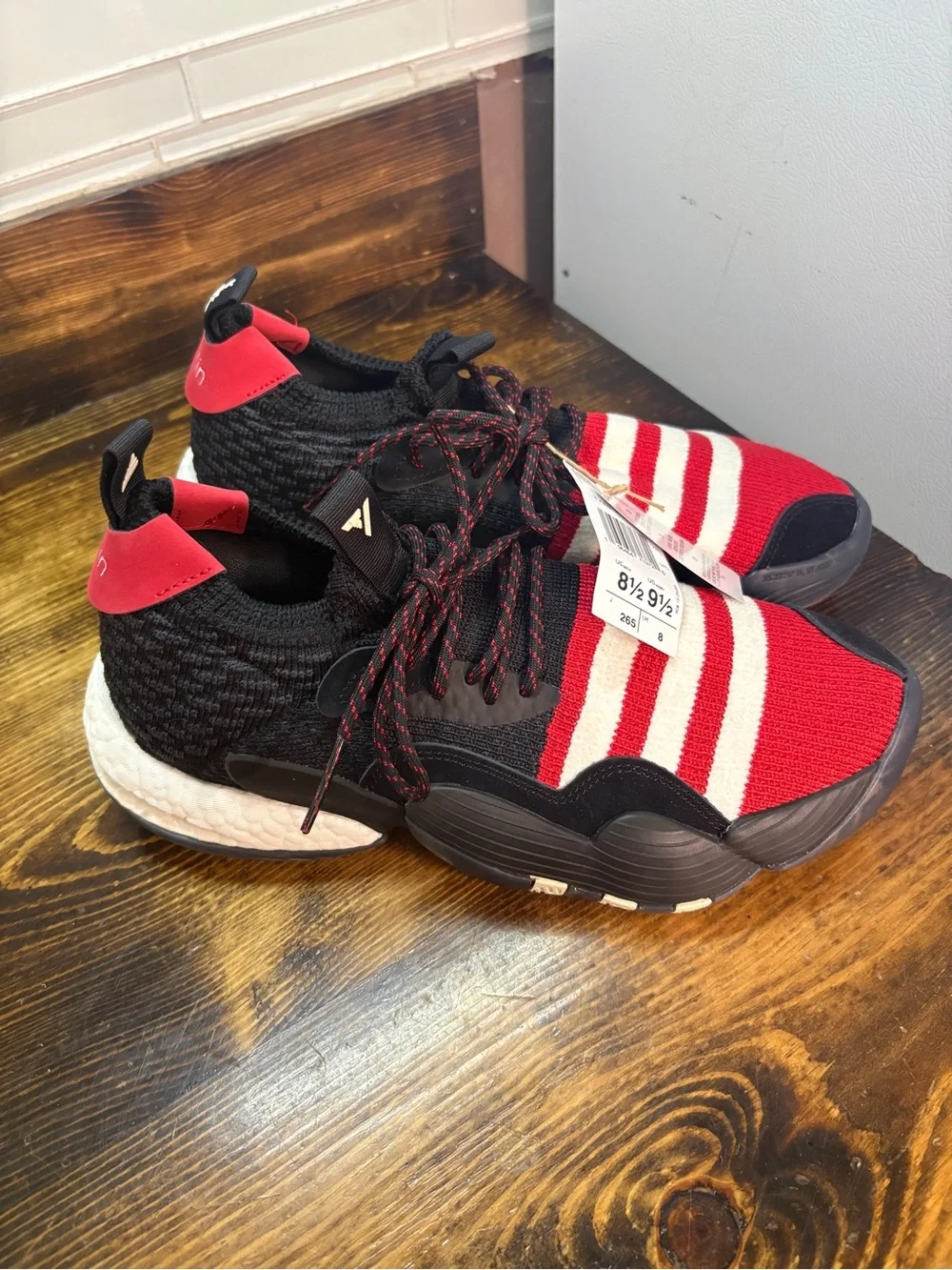 Adidas Red And Black Tennis Shoes Men Size 8.5